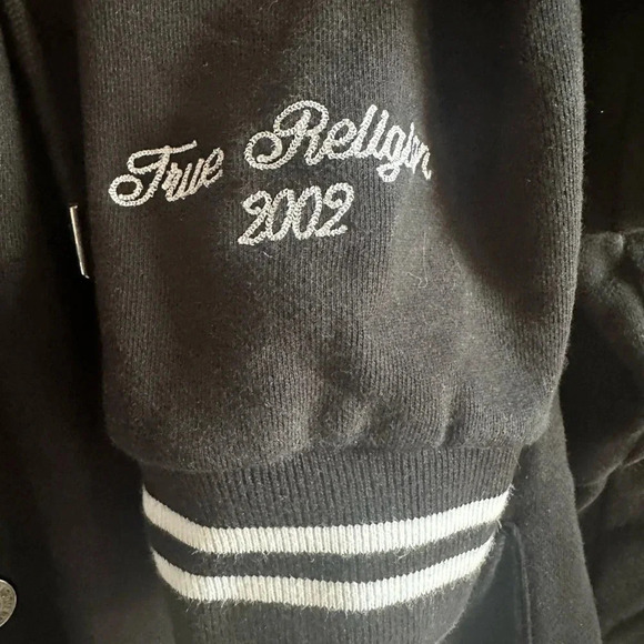 True Religion Logo Hooded Cotton Varsity Jacket. Size XL - Picture 7 of 11